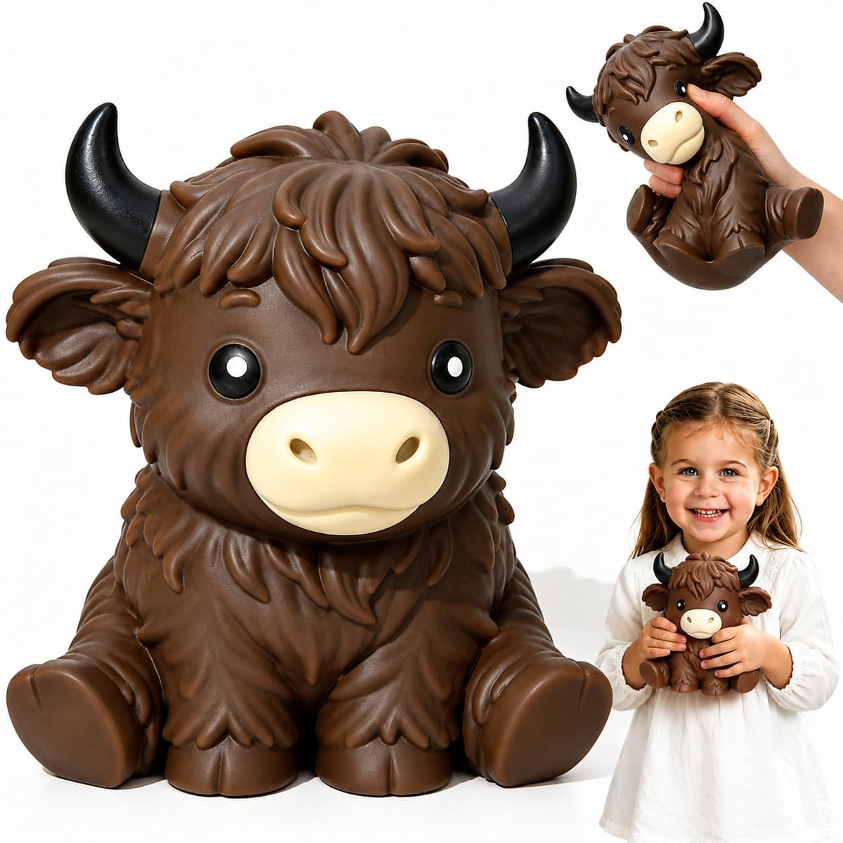 6In Giant Highland Cow Squishy, Jumbo Squishies Slow Rising Highland Cow (Highland Cow-Black)