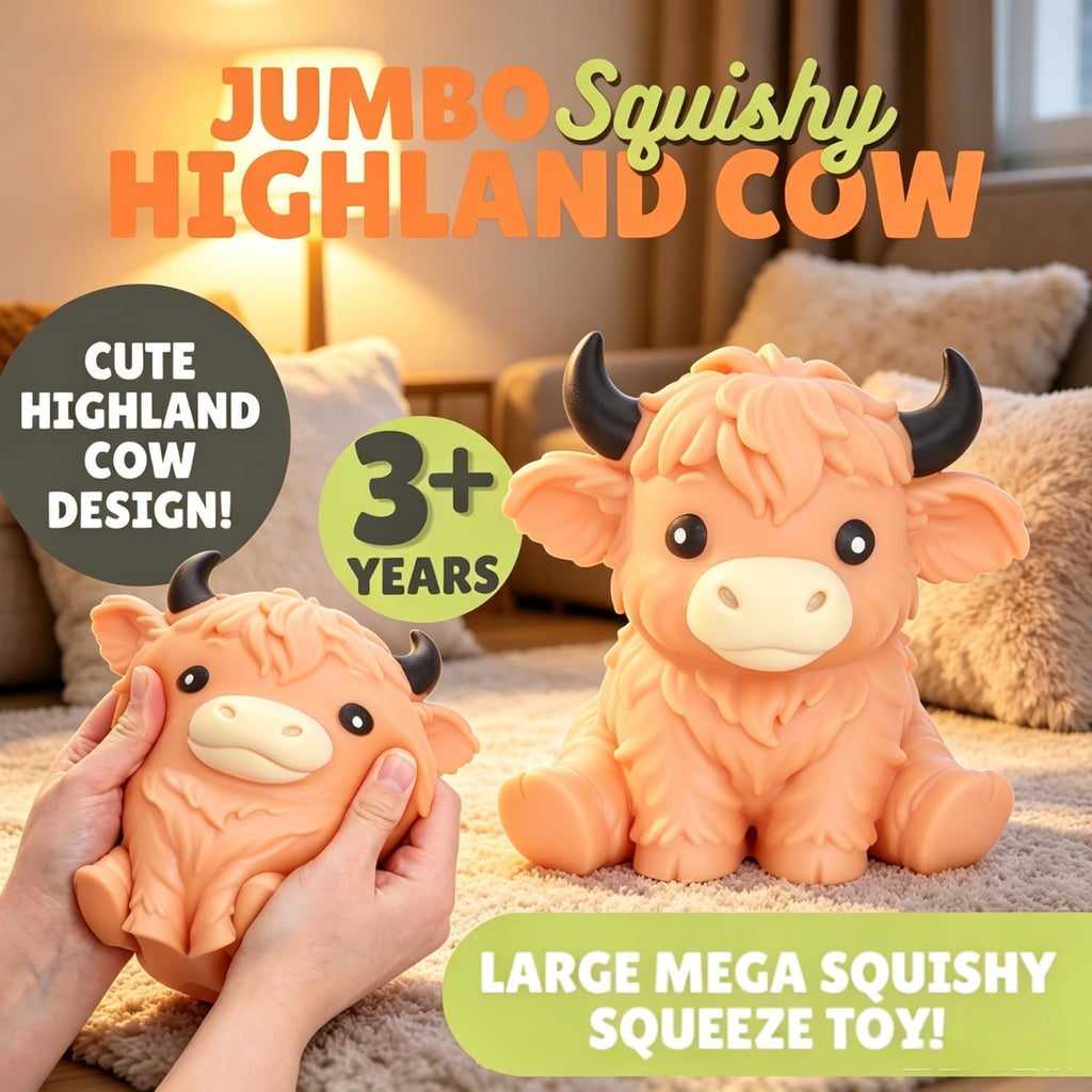 6In Giant Highland Cow Squishy, Jumbo Squishies Slow Rising Highland Cow
