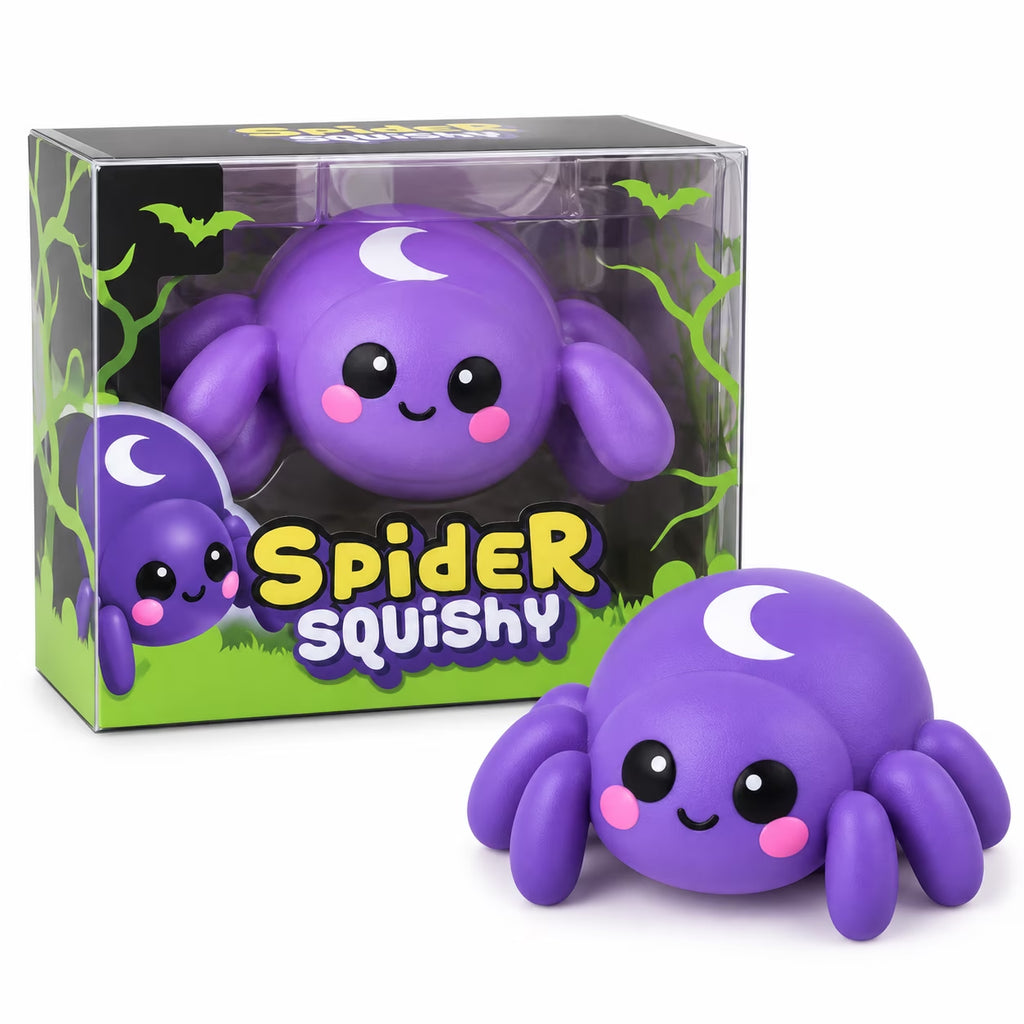 Difdany Spider Squishy Toy, Cute Purple Squeezable and Stretchable Spider Figure, Soft Sensory Play Toy for Ages 6+, Halloween Novelty Toy, Desk Toy, Party Favor and Gift