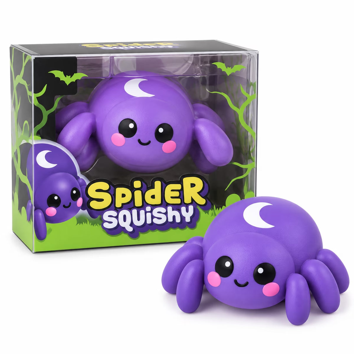 Difdany Spider Squishy Toy, Cute Purple Squeezable and Stretchable Spider Figure, Soft Sensory Play Toy for Ages 6+, Halloween Novelty Toy, Desk Toy, Party Favor and Gift