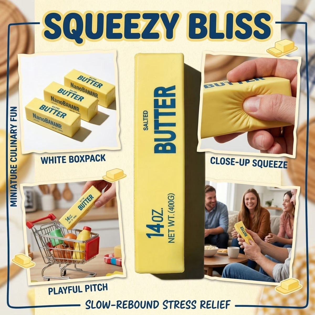 Butter Squishy 14Oz Jumbo Squishy Stick of Butter, 9.8 Inches