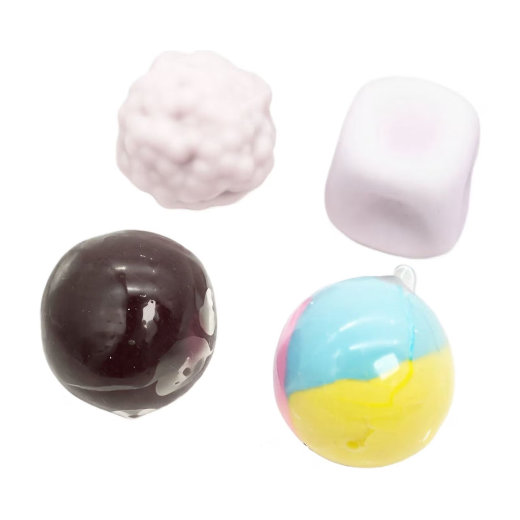4-Pack Assorted Stretchy Slow-Rising Stress Balls Set (4.5 Cm X 4.5 Cm (1.77 in X 1.77 In)), Soft Tactile Handmade Candy & Dessert Shapes Sensory Squeeze Toys for Kids & Adults