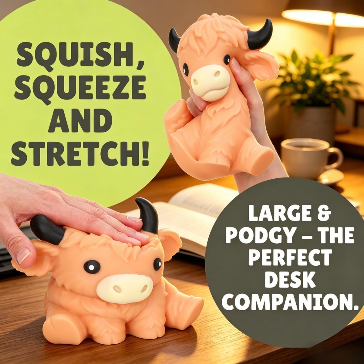 6In Giant Highland Cow Squishy, Jumbo Squishies Slow Rising Highland Cow