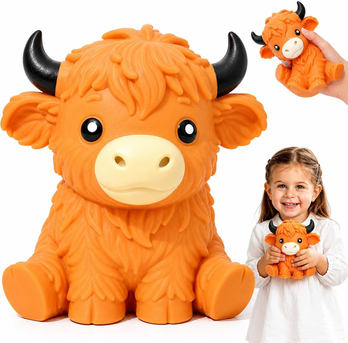6In Giant Highland Cow Squishy, Jumbo Squishies Slow Rising Highland Cow