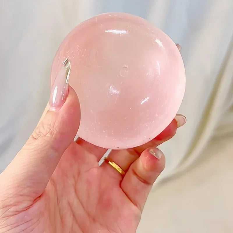 Sakura Pink Coconut Oil Squishy Ball Handmade Clear Maltose Squishy Stress Relief Toy Home Decor Soft Simulated Transparent Ball